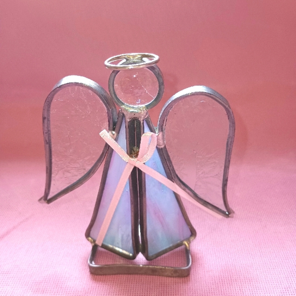 Glass angel candle holder